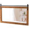 FANTASK Specchio da parete in legno, 100 x 66 cm, specchio rettangolare con supporto in metallo, rustico, indistruttibile, per corridoio, soggiorno, camera da letto (marrone chiaro)