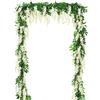 DearHouse Ghirlanda di glicine artificiale, 2 pezzi, 1,8 m, ghirlanda di glicine artificiale, da appendere, per casa, giardino, esterno, matrimonio, arco, decorazione floreale (bianco)