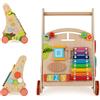 LIFEZEAL Girello Neonato in legno, Primi Passi per Bambini con Giocattoli Montessori, Carrello Primi Passi con Ruote, Gioco per Camminare, Carrellino con Banco da Lavoro per Bimbi da 12 Mesi (B)