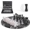 EARTHENTONES Set di scacchi in marmo per adulti con scatola portaoggetti complementare, gioco da tavolo fatto a mano in bianco e nero da 30,5 cm, giochi da tavolo classici per adulti, set di scacchi di lusso