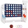 COSTWAY Forza 4 Gigante, Gioco 4 in Linea per Bambini con Altezza Regolabile, 42 Pedine, Palla da Basket, 2 Palline da Golf, Mazza da Golf, 3 Anelli e 2 Portabicchieri (Blu)