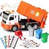 kramow Camion Spazzatura Giocattolo,Assemblare Camion Giocattolo per bambini,Luci e Suoni con Trapano,Regalo per Bambini 3 4 5 Anni Ragazzi Ragazze, Arancio