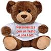 DIGITALSHIRT Peluche Personalizzato con Foto e Testo, Orsetto di Peluche con Maglietta Personalizzabile Alto 14cm Realizzato in Materiali Sicuri, Orsacchiotto Orso Pupazzo Idea Regalo Originale (Small, Marrone)