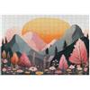 Generic Puzzle di albero di montagna primaverile per adulti, 300 pezzi, puzzle in legno con paesaggio fresco per l'intrattenimento domestico