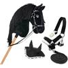 Hobby Horse Land Hobby Horse Frison Nero A3, Cavalletto Completo di Rete, Mors, Redine, Capezzolo e Cappello Anti-Insetti. Testa di cavallo bastone per Hobby Horsing Bambini E Adolescenti