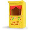 Bomodoro - Teatro dei burattini per Bambini 120 x 70 x 50 cm, Colore Giallo Convertibile in Piccolo Negozio