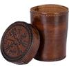 Ulfberth Bicchiere vichingo con coperchio in pelle con motivo Vegvisir | Bicchiere medievale in pelle, per giochi di ruolo, giochi di ruolo, giochi di dadi e penna