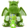 MorisMos Drago gigante di peluche morbido, 47 cm, XXL Grande Dinosauro Verde Teddy con Bambino, Kawaii Grande Dinosauro Animali di Peluche, Regalo Soffice e Coccoloso per il Compleanno dei Bambini