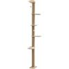 Kerbl Pet Tiragraffi Timber, tiragraffi da parete per gatti, parete da arrampicata, legno massiccio, corda di iuta, altezza 208 cm, 5 piattaforme