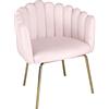SAMIRA Poltrona conchiglia in velluto poltroncina vintage mod. Perla (1, Rosa)
