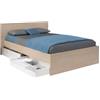Vente-unique - Letto con 2 cassetti 140 x 190 cm le e Bianco Lucido - VELONA