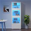 Wiuzo Armadio 60 x 40 x 173 cm in acrilico, vetrina lucida con illuminazione a LED, 3 ripiani in vetro, armadietto per soggiorno, armadietto alto, bianco
