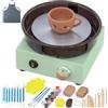 serebrant Mini Tornio per Ceramica tornio per ceramica bambini kit ceramica Macchina Elettrica per Ceramica Vassoio Rimovibile， Kit con 25 Strumenti per Scultura，Macchina Ceramica DIY per Principianti