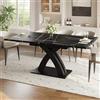 DACHETOU Tavolo da pranzo allungabile (80 x 120 cm) - in legno laccato nero, adatto per sala da pranzo, cucine o terrazze, può ospitare fino a 6 persone
