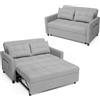 Blishom Divano con funzione letto, divano letto estraibile, divano a 2 posti con struttura in legno massello, letto per ospiti, soggiorno, camera degli ospiti, grigio, 132X80X90 cm (Grigio chiaro)