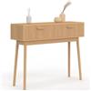 IDMarket - Consolle a 2 cassetti JULIETTE con doghe in legno color rovere