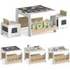 COSTWAY 4 in 1 Set Tavolo e 2 Sedie per Bambini 3+ Anni (Naturale e Bianco)