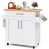 RELAX4LIFE Carrello da Cucina con Ruote di Gomma Silenziosi, Piano per Microonde, Porta-Asciugamani, Portaspezie, Casetto, Armadietto a 2 Ante (Bianco, 111 × 40 × 90 cm)