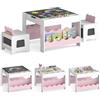 COSTWAY 4 in 1 Set Tavolo e 2 Sedie per Bambini 3+ Anni (Rosa e Bianco)