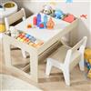 Clevich Tavolo 2 Sedie Bambini, Set Tavola d'Arte con Spazio di Archiviazione e Piano del Tavolo Reversibile, Scrivania Multiuso per la Scuola, Asilo Nido, Cameretta, per Bambini da 3 Anni, Bianco