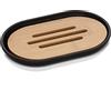 Inbagno Portasapone Nero da appoggio, ABS e Legno bambù, Linea Surf
