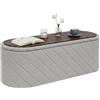 Bonlife Panca ovale con vano portaoggetti, poggiapiedi pieghevole con coperchio, Boucle Bank per piedi del letto, sgabello per soggiorno, camera da letto, ingresso, grigio, 110x38x38 cm