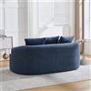 Shye Divano a due posti curvo, in ciniglia blu, motivo nuvola di ciniglia, profondo cuscino rotondo profondo, design compresso senza nucleo a molle, include tre cuscini decorativi, in stile