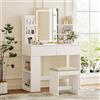 TRIUMPHKEY Toeletta da Trucco con luce LED, Tavolo da Toilette con Specchio e Sgabello,Postazione Trucco,Luminosità Regolabile,2 cassetti, Arredamento Moderno per la Camera da Let (Bianco)