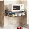 Ysislybin Mensola Microonde, Mensola Due Livelli Microonde da Parete con Cestino di Stoccaggio Supporto a Muro per Forno a Microonde, Ripiani Salvaspazio e Mobile Cucina