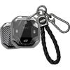 Rondrive Custodia per chiave dell'auto, adatta per Jetour Traveller T2 T2 i-DM 2023-2025, in metallo, ICH-X K3 2023-2025, accessorio per chiave a 4 tasti, in fibra di carbonio, nero