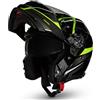 CRUIZER Casco moto modulare Omologato RUSSEL Nero Giallo lucido doppia visiera (L)