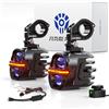 FUTURE EYES Fari Supplementari Moto Omologati E57 CE, 120W 12000LM Faretti LED Supplementari, Fendinebbia Moto Doppia Lente, IP67 Impermeabili