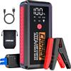 CARHEV Booster Avviamento Auto, 5000A Avviatore Batteria Auto (Fino a 8.0L Benzina/8.0L Diesel), 12V Avviatore Emergenza per Auto con Grande Display LCD e Torcia LED, Starter batteria auto con QC3.0