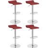 WOLTU Sgabelli da Cucina Set di 4, Sgabello da Bar Colazione Regolabile in Altezza, Sgabello da Banco Girevole a 360°per Bar, Cucina, Banco, Caffè, PVC+Metallo, con Poggiapiedi, Bordeaux+Argento
