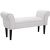 HOMCOM Panca Scarpiera con Braccioli Arrotolati, Panca Imbottita per Ingresso, Bianco, 102x36x51cm