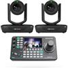 AVKANS Kit di 20 telecamere NDI PTZ - 2 telecamere NDI con tracciamento automatico AI 20X con 1 controller joystick IP, per la produzione di video streaming live in chiesa (2 LV20N e 1 AV-Joy-IP)