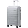 KONO Valigia Media 66,5 cm in PP Rigido, Trolley Leggero con Serratura TSA, Ruote Doppie 360° e Manico Regolabile, Valigia da Viaggio (66,5 cm, Grigio)
