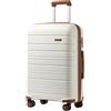 KONO Valigia Media 66,5 cm in PP Rigido, Trolley Leggero con Serratura TSA, Ruote Doppie 360° e Manico Regolabile, Valigia da Viaggio (66,5 cm, Bianco Crema)