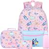Get Trend Bluey und Bingo Zaino Bambina Set 4 Pezzi, Grande Zaino per Bambini, Borraccia 500ml, Astuccio e Borsa Termica Porta Pranzo, Idee Regalo (Multi Bluey)