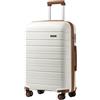 KONO Valigia Grande 76 cm in PP Rigido, Trolley Leggero con Serratura TSA, Ruote Doppie 360° e Manico Regolabile, Valigia da Viaggio (76 cm, Bianco Crema)