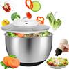 E-Greetshopping Centrifuga Automatica per Insalata, Centrifuga per insalata in acciaio Inox, Asciuga Insalata Centrifuga di Grande capacità 4.8L, Elettrico Lavatrice per Verdura Frutte, Drenare Rapidamente