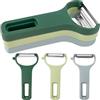 IGXX Set di 3 Pela Verdure, Pela Verdure in Acciaio Inox Forma Y per Carote, Patate, Cetrioli - Lame Lisce/Dentate/Julienne, Verde Chiaro Verde Scuro Blu (12.5×7.3cm)