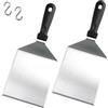 Gudalea Set di 2 Spatole per Hamburger in Acciaio Inox - Grande Spatola per Barbecue, Plancha, Teppanyaki e Grill - Accessori da Cucina con Gancio