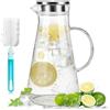 Zippicks Caraffa Acqua da 2.2 Litri, Trasparente Brocca Acqua Vetro con Tappo,Bottiglie Vetro Resistente a Caldo/Freddo, Per Acqua Calda e Fredda, Il Tè Freddo, Vino, Caffè, Latte E Succo