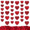 CaiTang 6 Pezzi Decorazioni Pendenti Cuore, Ghirlanda di Cuore Rosso, 1000 Petali di Rosa per san valentino decorazione, Ghirlanda Cuori Rossi Glitter Cuore Banner per San Valentino Decorazione, 6*2M
