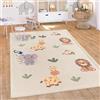 Paco Home Tappeto Bambini Cameretta Bambina Ragezzi Antiscivolo Arcobaleno Motivo Con Animale Polkadot, Dimensione:120x160 cm, Colore:Beige