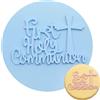 Riavom Stampo per biscotti personalizzato per prima comunione, decorazioni per comunione, timbri rotondi per fondente, timbri blu per biscotti riutilizzabili, decorazioni per comunioni per una facile
