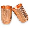 HEALTHANDWEALTH Set di 2 bicchieri in rame martellato e bicchiere, bicchieri in rame per acqua, bicchieri di alta qualità per uso quotidiano e set regalo, benefici per la salute dell'Ayurveda - Capacità 350 ml (tazza