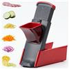 Meridiana Ok Chef Mandolina REGOLABILE Spessore regolabile e taglio julienne Patate Affettatrice Cipolla taglia pomodori Chopper Kitchen taglia patate mandolina per verdure professionale (Rossa)