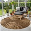 SIMPEX Tappeto Outdoor Rotondo 160 cm Resistente alle Intemperie Facile da Pulire Effetto Juta Naturale Design Palme per Terrazza Giardino Soggiorno Sala da Pranzo